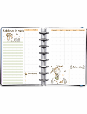 Monthly Log avec mois personnalisable - A5 A4 - Mademoiselle Chat
