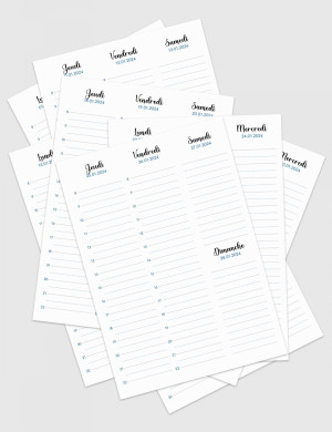 Planning hebdomadaire à imprimer - Semainier 2 Pages 2024 Lettering Bleu - SD001b
