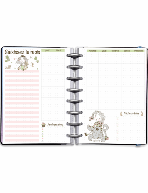 Monthly Log avec mois personnalisable - A5 A4 - Mademoiselle Chien