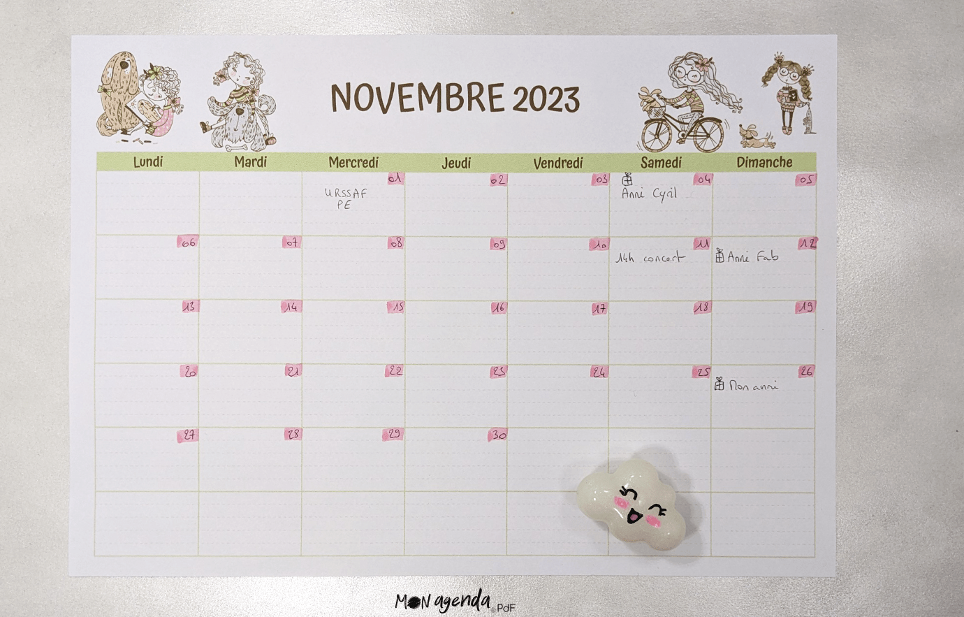 Monthly Log mural paysage éditable