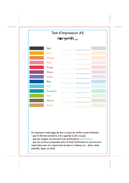 Test d'impression Mon agenda PdF - A5