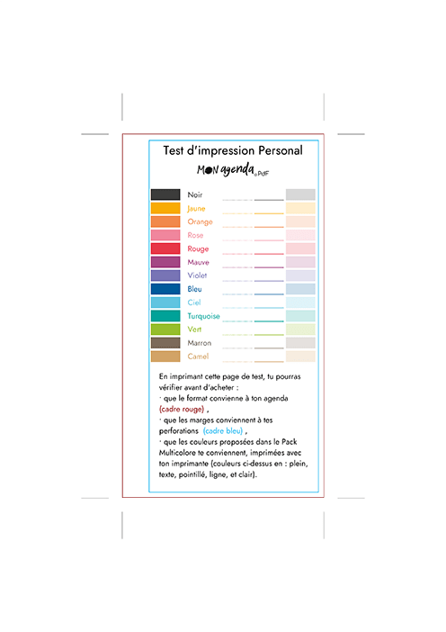 Test d'impression Mon agenda PdF - Filofax Personal